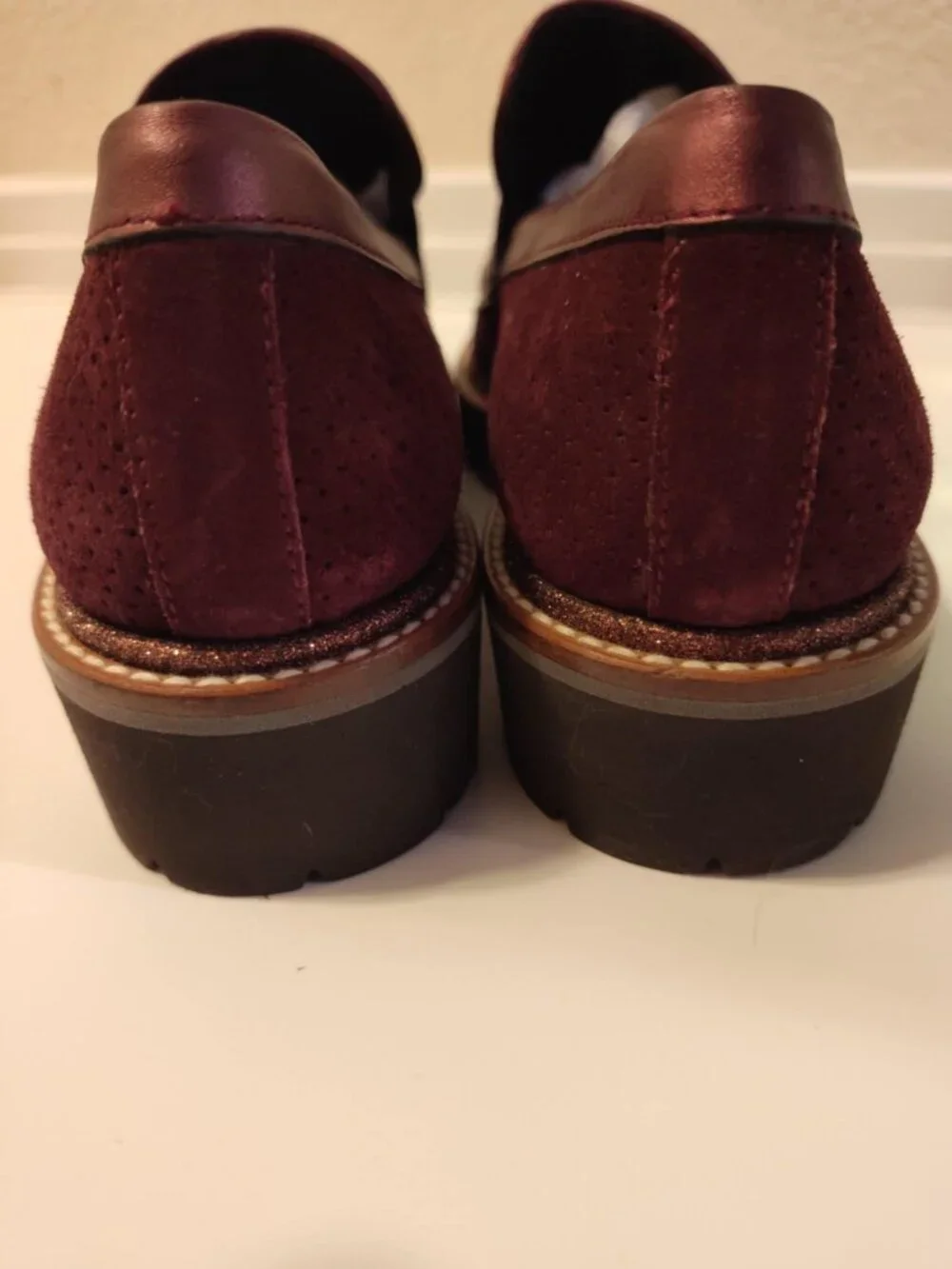 GADEA By Lodi Rhinestone Purple/Burgandy Suede Chunky Loafers, 39 8-8.5 -  NWOT